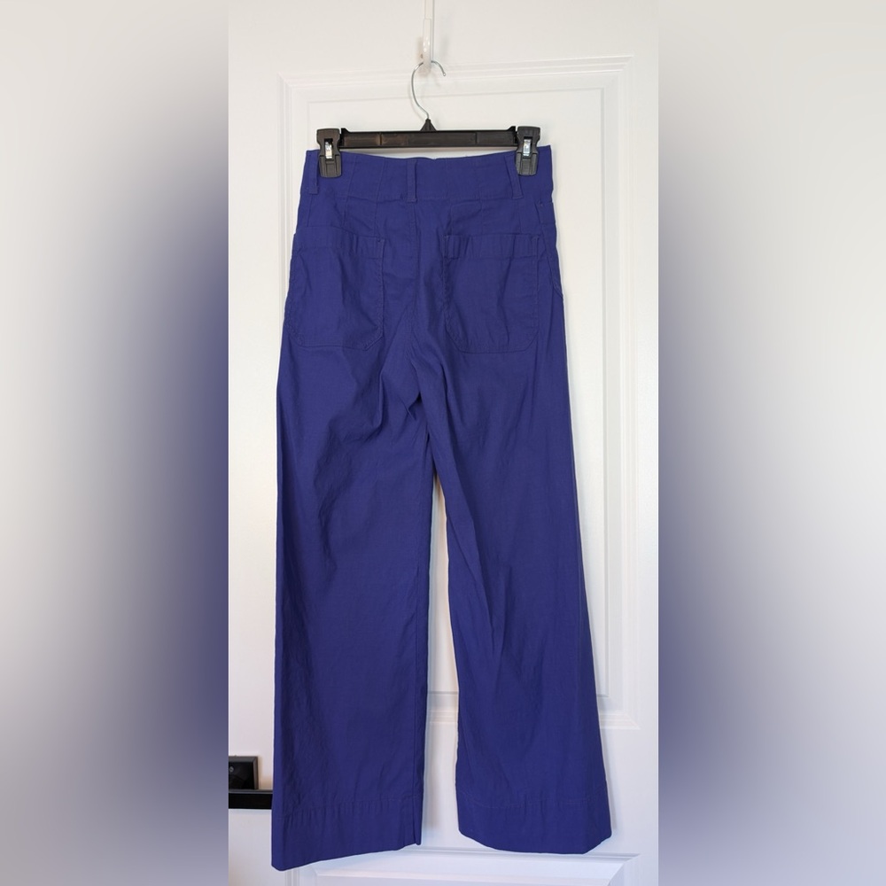 Anthropologie Maeve The Colette Wide Leg Crop Pants Royal Blue Size 25 - Picture 4 of 12